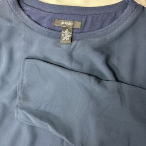 Alfani Women's 8 Navy Tunic Long Sleeve Shear Lined Shirt‎ Loose